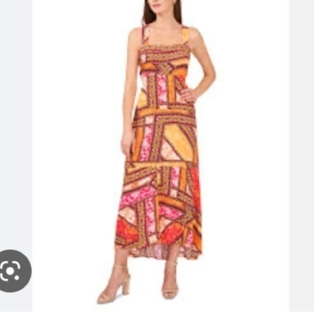 MSK Womens‎ Patchwork Print Dress Pink Orange Gold